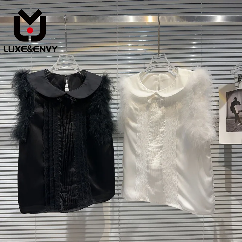 

Роскошный & ENVY плиссированный кружевной дизайн из мерсеризованного хлопка без рукавов Женский Летний Новый Стиль 2023