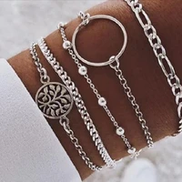 hollow circle jewelry crescent palm fan flower bead chain simple five piece set bracelet