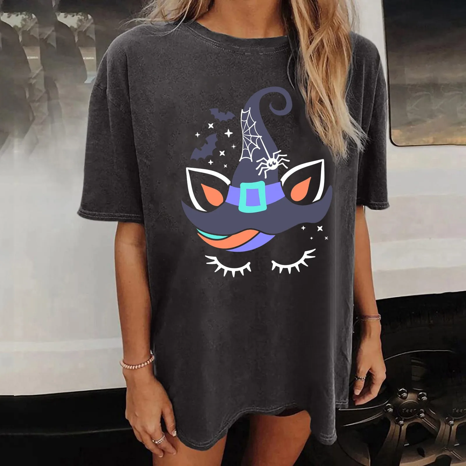 

Halloween Womens Short Sleeve Crew Neck Skeleton Printed T Shirt Top White Lace Shirts Women Womens Halter Top Long Sleeve