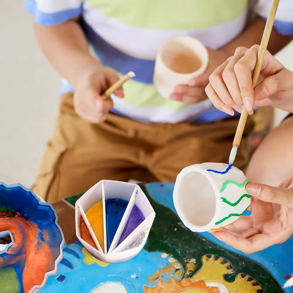 

[ READY STOCK ] 4pcs Diy Silicone Measuring Cups 2/3/4/5 Chambers Reusable Paint Mixing Cups With Divider Mixing Tools