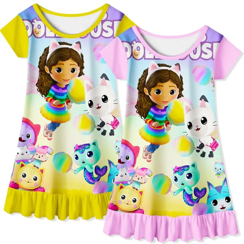 

Одежда для кукольного домика Gabbys, платье принцессы с коротким рукавом для маленьких девочек, одежда для малышей, детей ясельного возраста, с мультяшными кошками, одежда для свадьбы, дня рождения