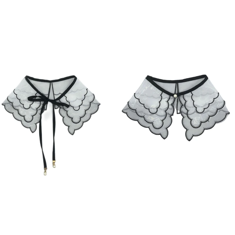 

All-match Embroidery False Collar Embroidered Flowers False Collar Shawl Collar Decorative Shirt Collar Detachable Shawl