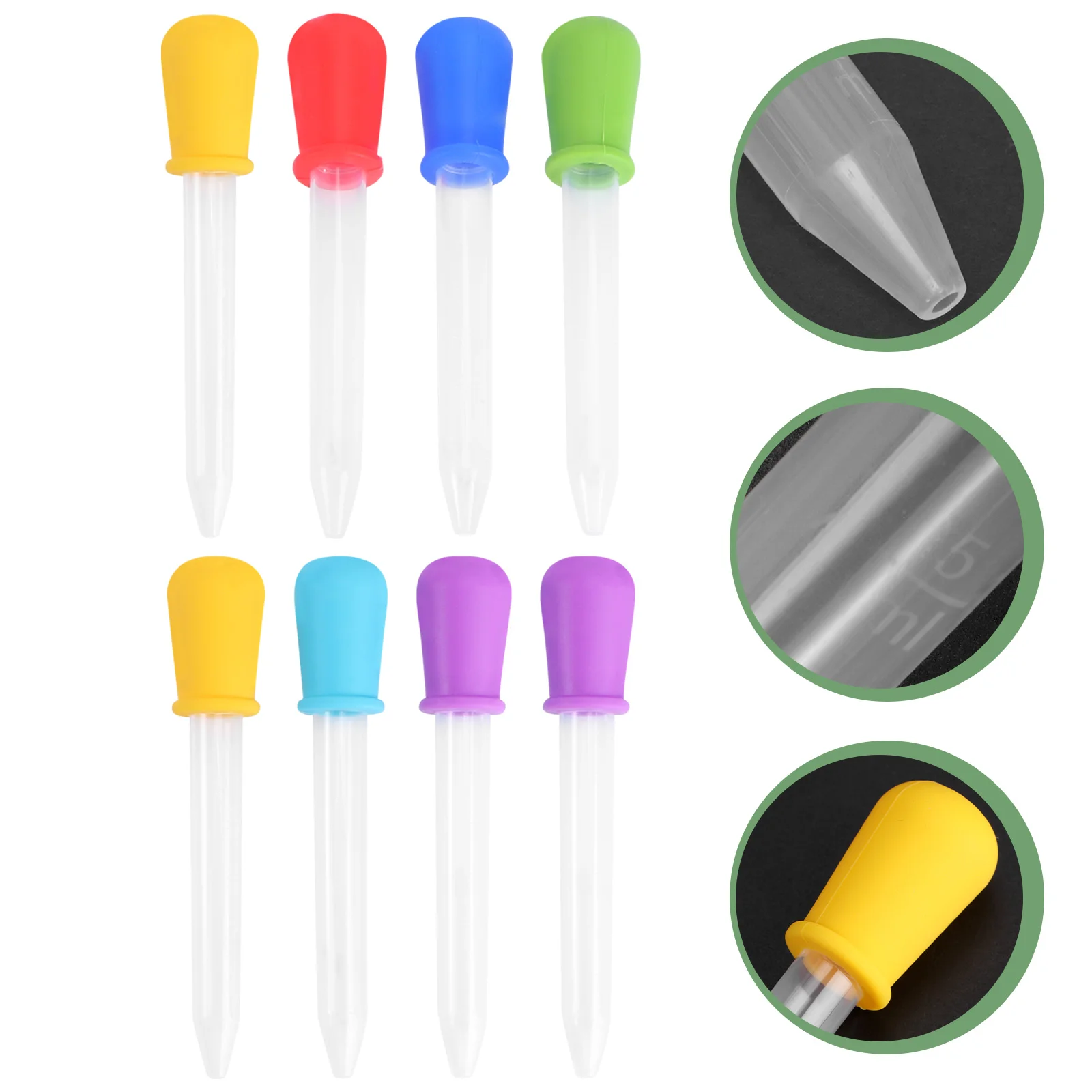 

8Pcs Droppers Silicone and for Silicone Mold Pipette Dropper with Bulb Tip for School Home Supplies Multicolor Plastic Lab