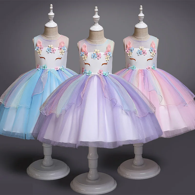 

Girls Casual Cartoon Summer Pageant Princess Dress Kids Flower Maxi Gown Birthday Party Wedding Tutu Dress