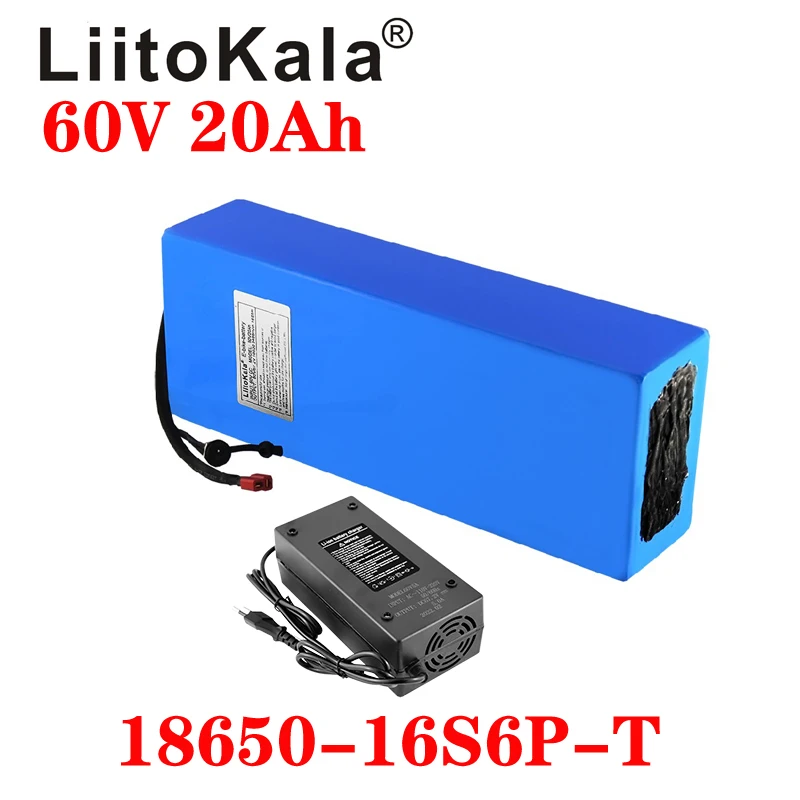 

Аккумулятор для электровелосипеда LiitoKala, 60 В, 20 Ач, 18650, 16s, 6P, 60 В, 1500 Вт