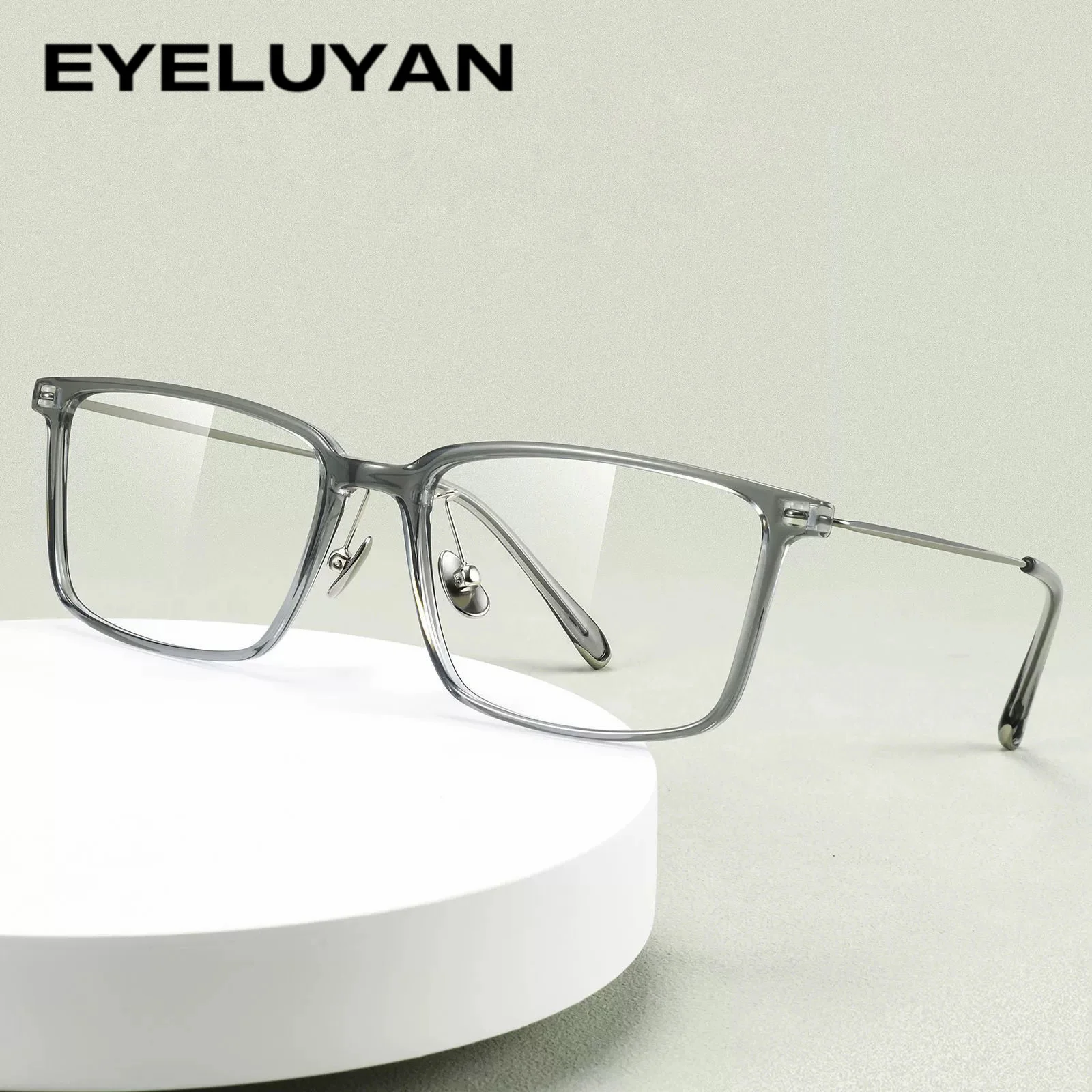 Фото Оправа для очков EYELUYAN Ultra Light TR90 для мужчин, прозрачная серая квадратная оправа TR90, оправы для очков с диоптриями H0068 №2