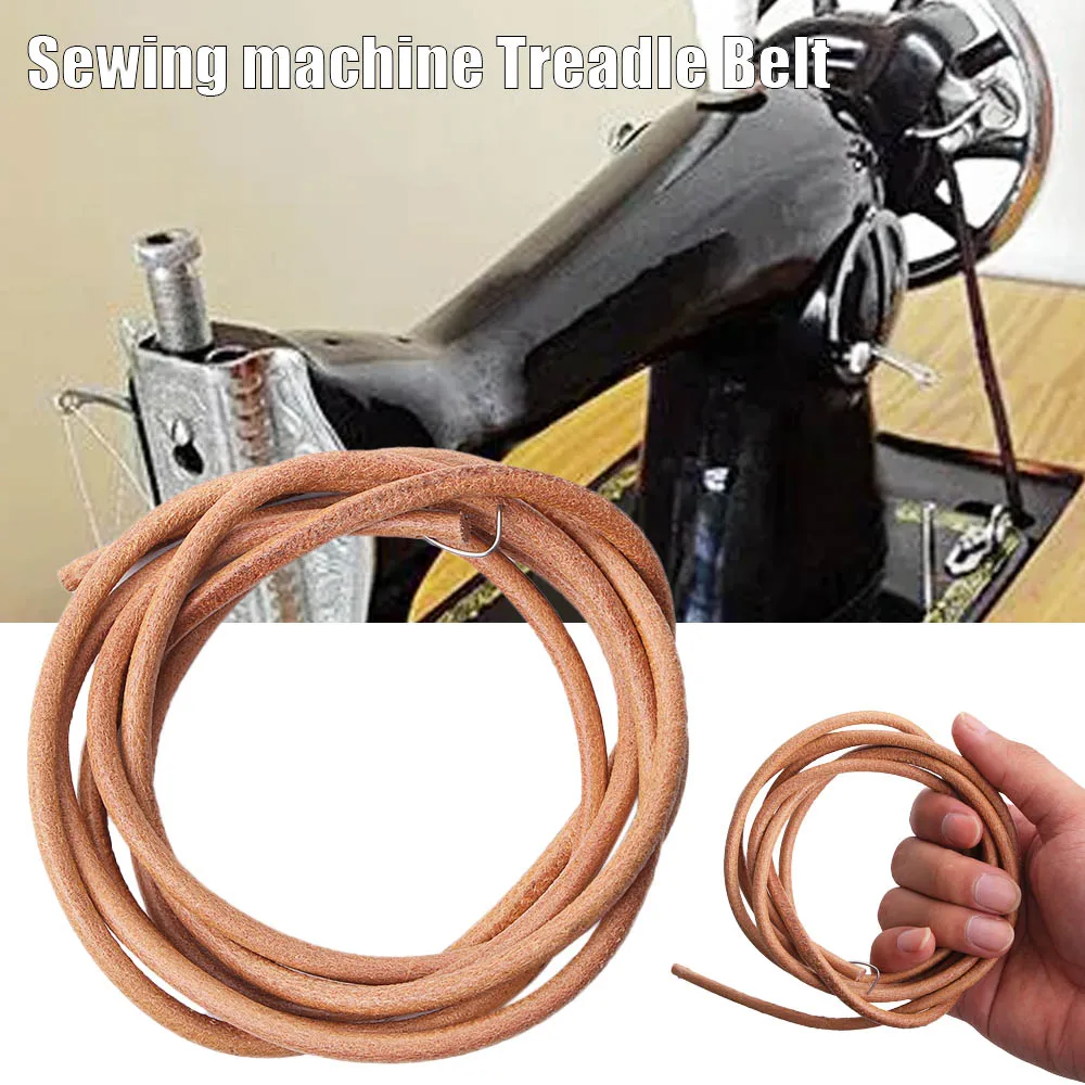 

72" 183cm Home Pedal Sewing Machine Leather Belt Antique Treadle Parts + Hook For Singer Sewing Machine