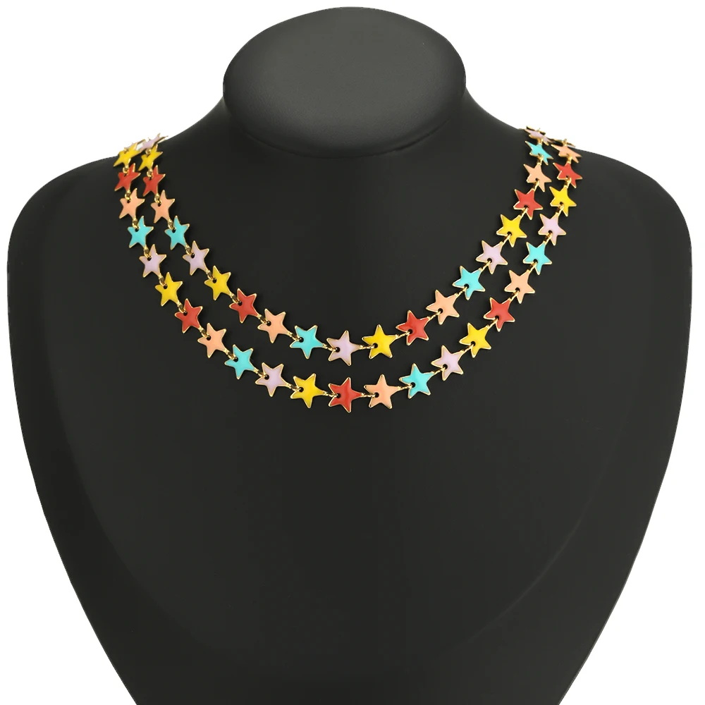 Изящные эмалированные цепочки для ожерелий в форме звезды 1 метр браслеты из