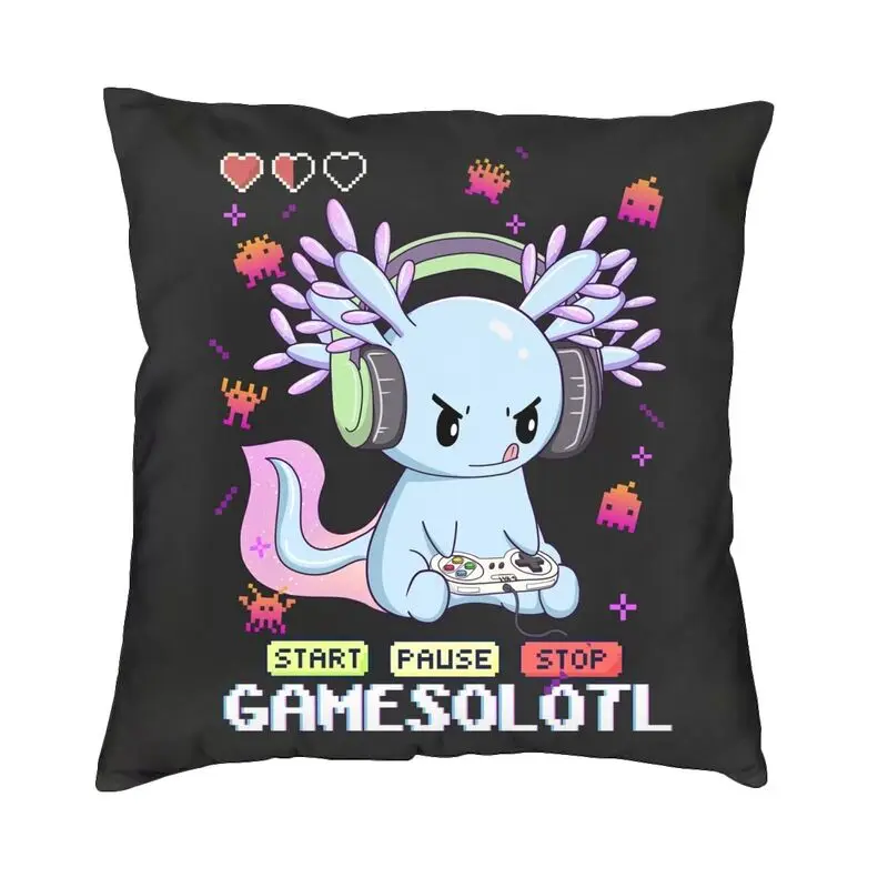 

Axolotl Чехол-Подушка для видеоигр, 45x45 см, домашний декор, Axolotl, ящерица, украшение для салона, квадратная подушка, чехол для геймеров