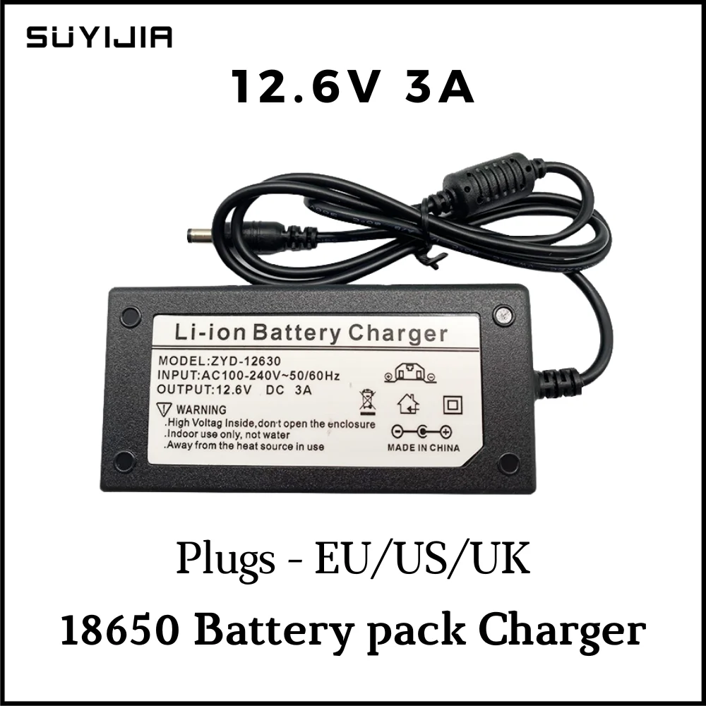 

Original 12.6V 3A 18650 Lithium Ion Battery Pack Charger for Fishing Light Electric Drill Power Adapter