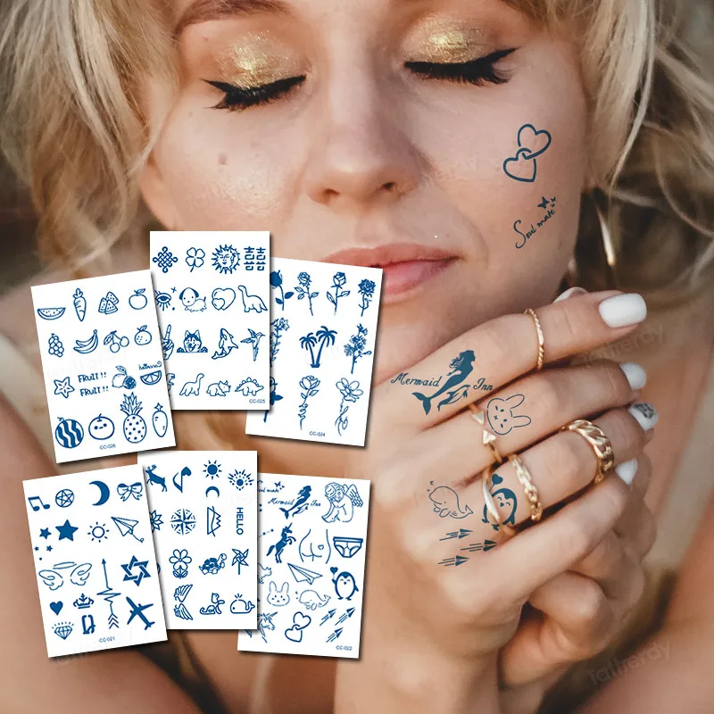 

Маленькие тату-наклейки, искусственные чернила, тату, временные стойкие татуировки на пальцы рук, звезда, Луна, космос, милая татуировка для женщин