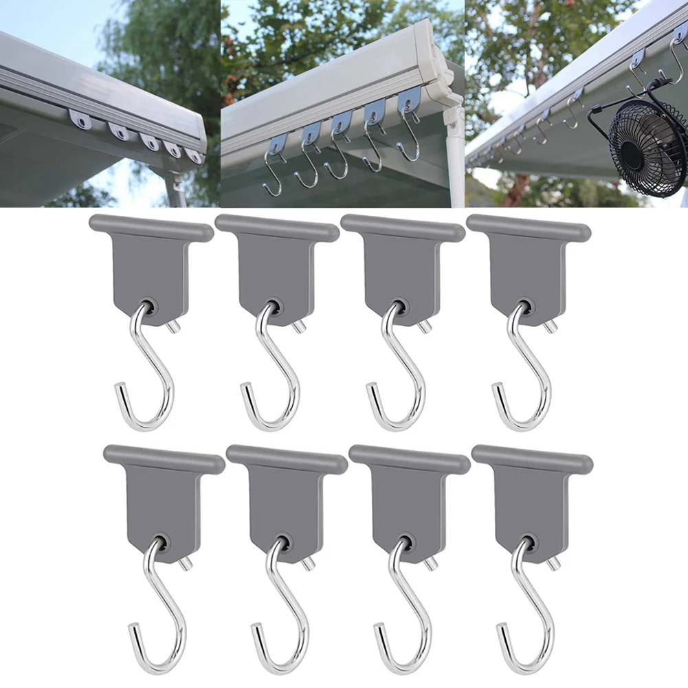 

8PCS S-shaped Camping Awning Hooks Clips RV Tent Hangers Light Hangers Party Light Hangers For Caravan Camper Van Accessories