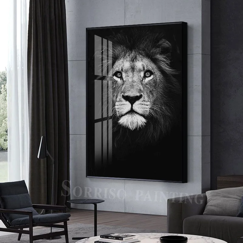 

Animal Canvas Painting Wall Art Lion Elephant Deer Zebra Posters and Prints Wall Pictures for Living Room Decoration Home Decor