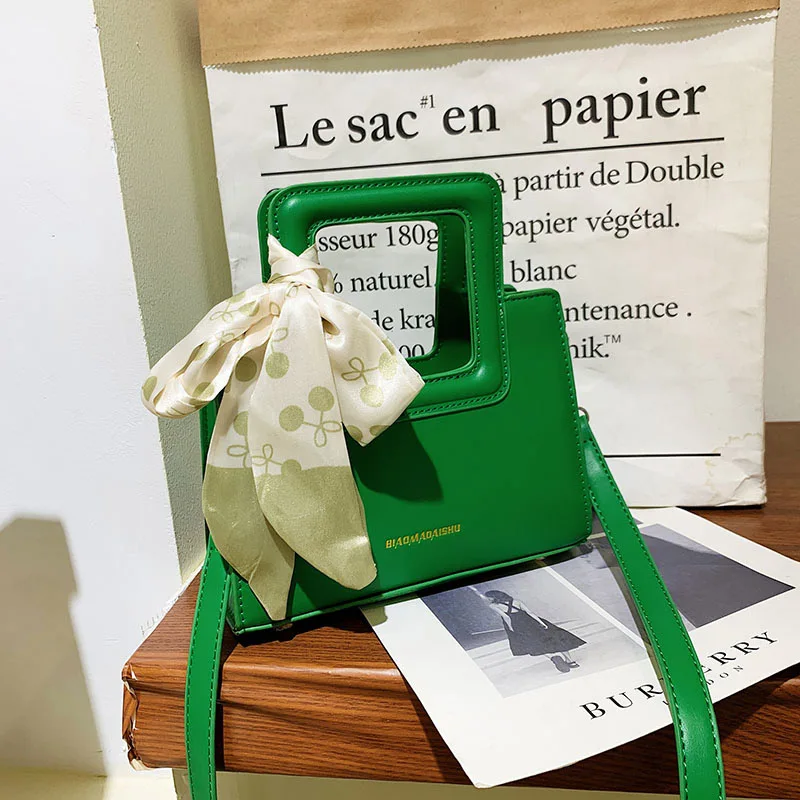 

Модная миниатюрная квадратная сумка с шарфом, новинка 2022, качественные кожаные женские сумки и кошельки, роскошные дизайнерские сумки-месс...