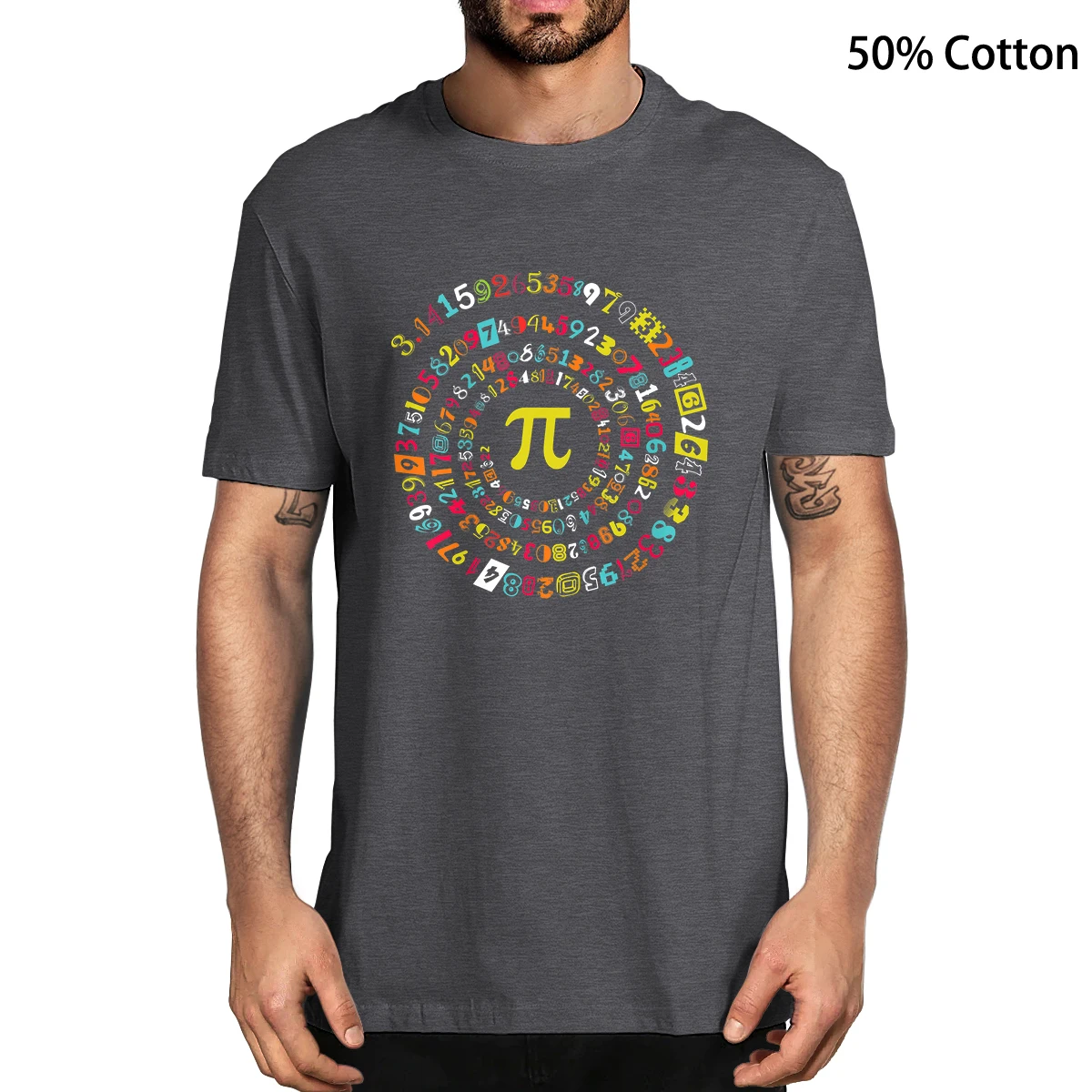 100% Cotton Funny Pi Day Shirt Spiral Math Tee For 3.14 Men's Novelty Oversized T-Shirt Women Casual Streetwear