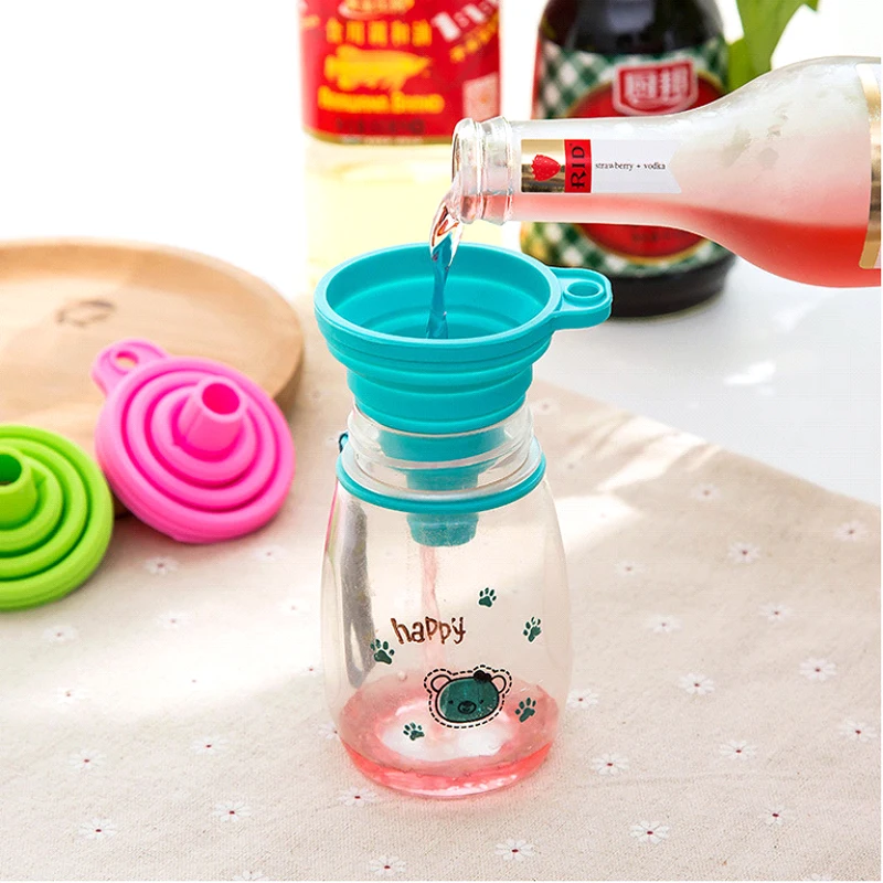 

High Quality Foldable Silicone Funnel Portable Mini Kitchen Retractable Oil Leill Wine Liquid Packing Tool
