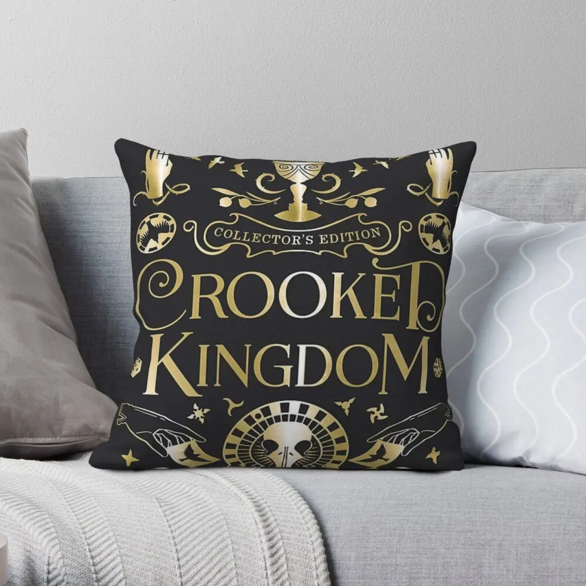 

Crooked Kingdom Square Pillowcase Polyester Linen Velvet Printed Zip Decorative Car Cushion Cover Wholesale
