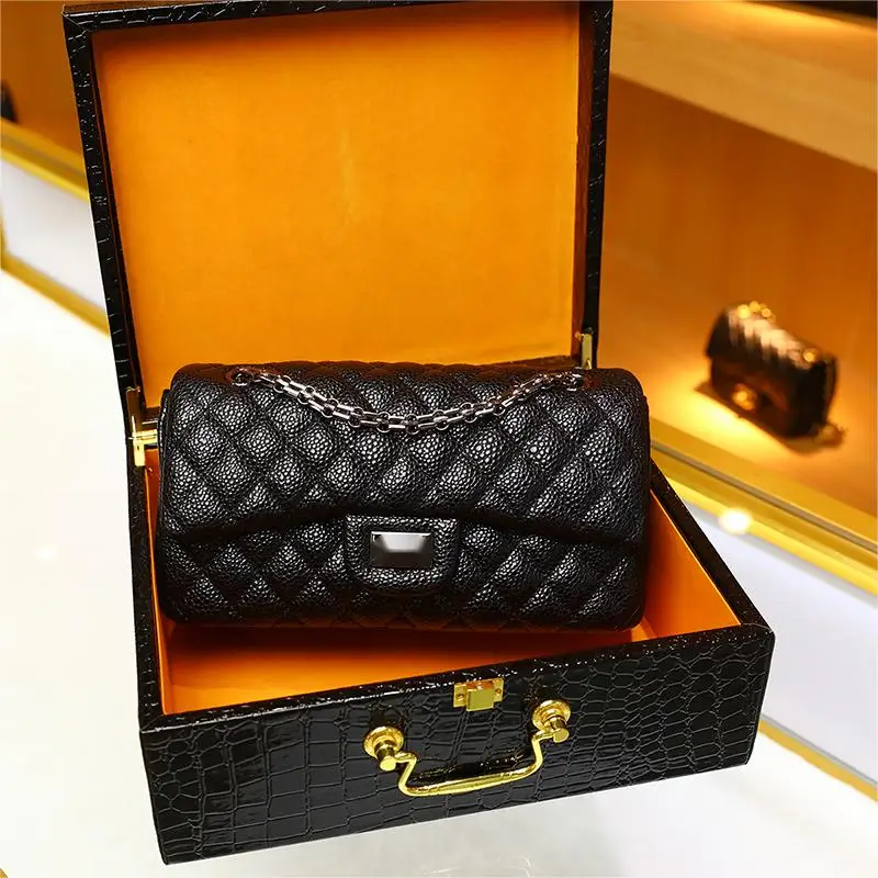

Small Chain Belt Bag For Women, winter leather ginseng bag diamonds fashion caviar shoulders