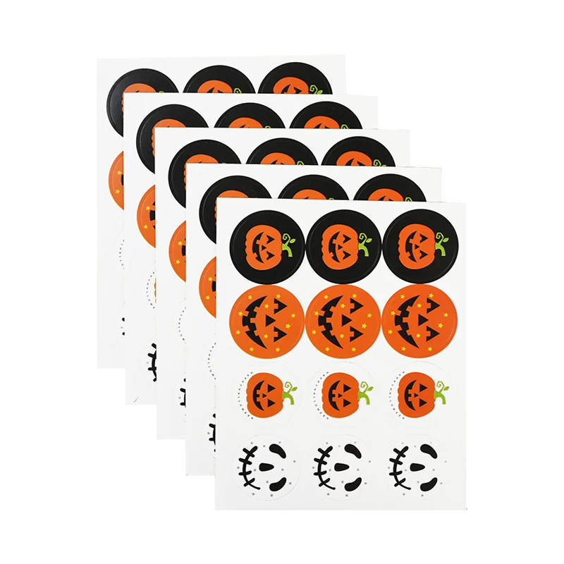 

120Pcs/lot Round Halloween Label Sticker Cute Smile Pumpkin Seal Sticker DIY Decorative Labels Halloween Party Favors Supplies