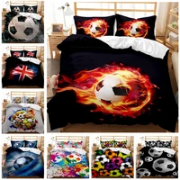 soccer duvet cover set kingqueen sizeyouth balls sports themed bedspreadboys football decorative black multicolor quilt cover