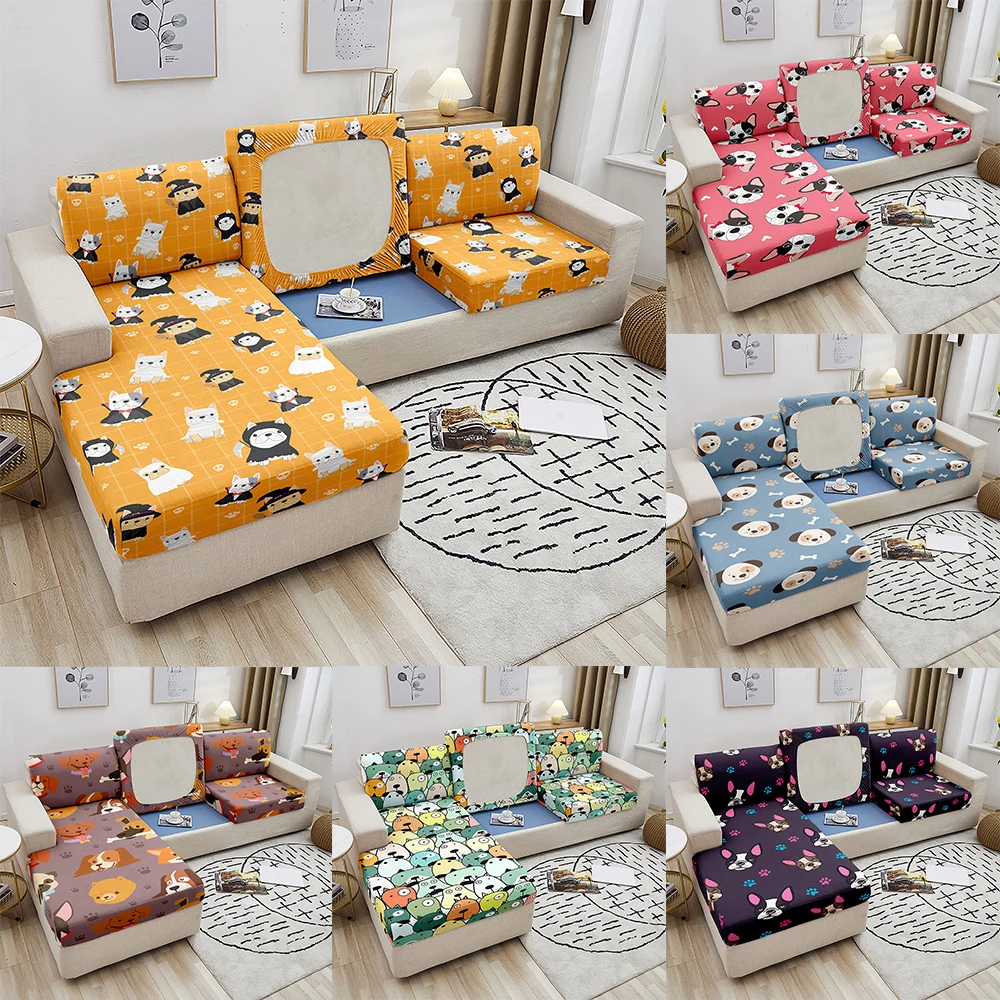 

Чехол для диванной подушки с мультяшным принтом собаки, эластичные Чехлы для диванной подушки для гостиной, чехол для дивана из спандекса, ч...