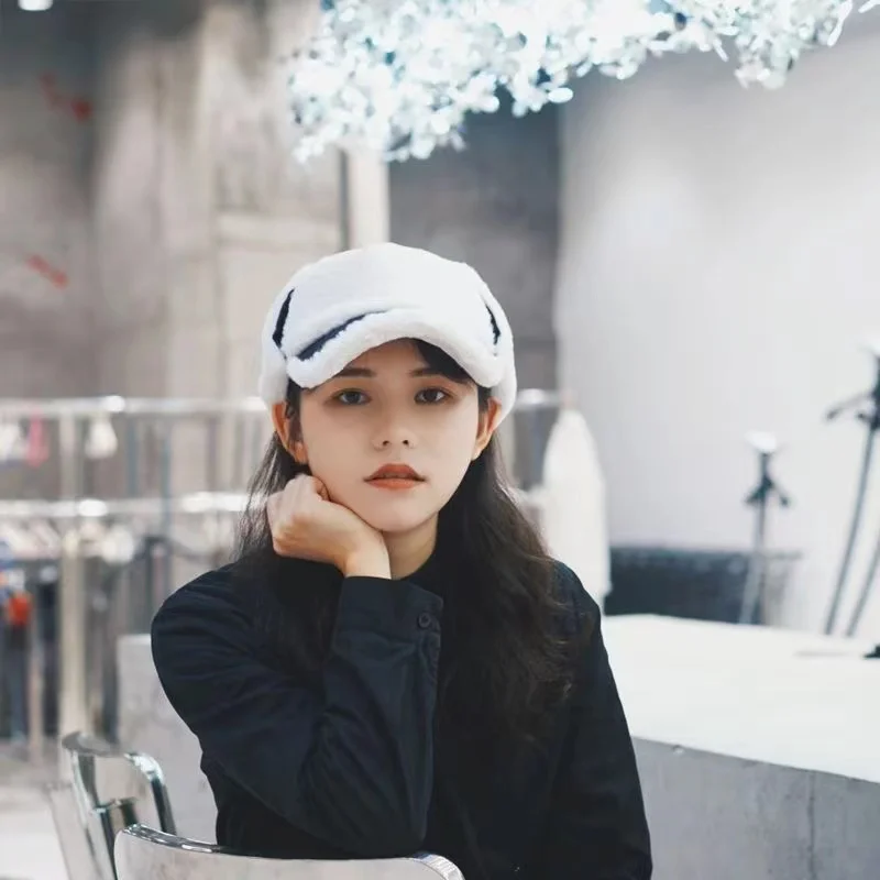 

Hats Women's Autumn and Winter Duck Tongue Hats Versatile Students' Sweet and Cute Plush Warm Thick Hats