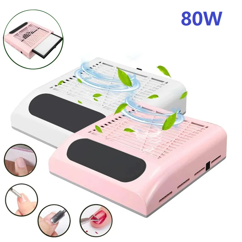 

80W High Power Nail Vacuum Cleaner Hood For Manicure Professional Nail Dust Collector Nail Epuipment With Filter For Salon Tool