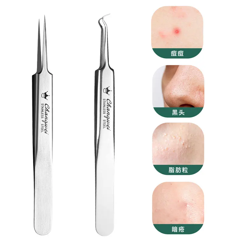 

Ingrown Hair Tweezers Needle Nose Pointed Tips Eyebrows Tweezers For Splinters Blackhead Removal Skin Care Acne Clip Extractor