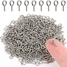 300pcs Small Tiny Mini Eye Pins Eyepins Hooks Eyelets Screw Threaded Stainless Steel Clasps Hook Jewelry Findings For Making DIY
