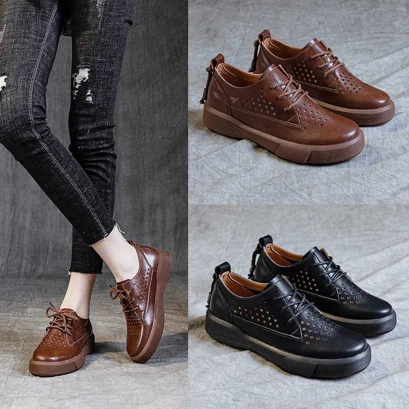 2023 Spring, Summer And Autumn New Retro Female Hollow Flat Bottom Big Yards Single Shoes Students Hundred With British
