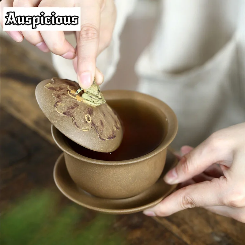 170 мл Yixing знаменитый бутик ручной работы сырая руда фиолетовая глина покрытая