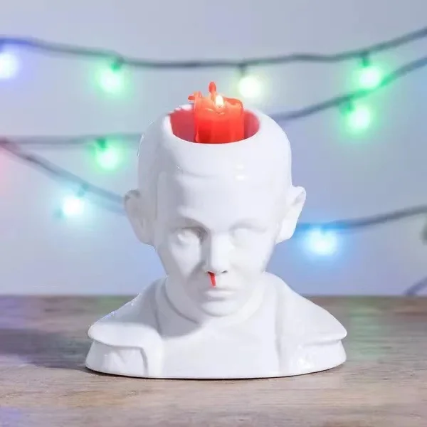 Crying Mary Boy Nose Bleed Candlestick Horror Candle Holder Resin Home Decor
