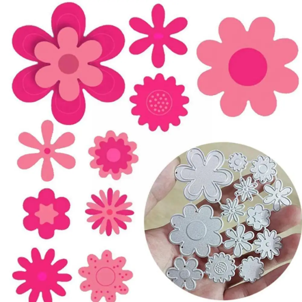 

Flowers Metal Cutting Dies Diy Scrapbooking Embossing Photo Mould Crafts Stencils Stamps Paper Frame Template Stamps Clear B6s8