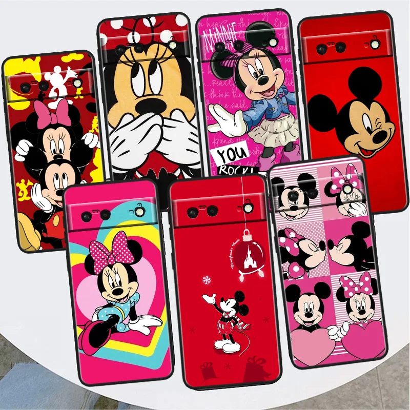 

Red Mickey mouse Shockproof Cover for Google Pixel 7 6a 6 Pro 5 4 4A XL 5G Black Phone Case Shell Soft Fundas Capa