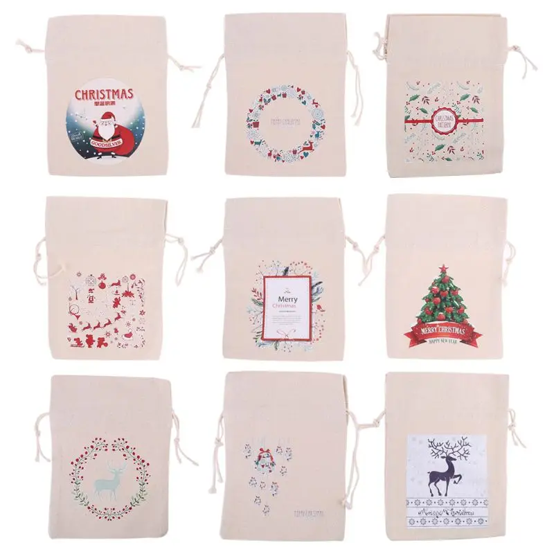 

Холщовая Сумка на шнурке для хранения рождественских небольших конфет многоразового использования