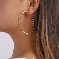 exaggerated unique big circle geometric hoop earrings for women punk hollow out round pendant ear accessories party jewelry gift