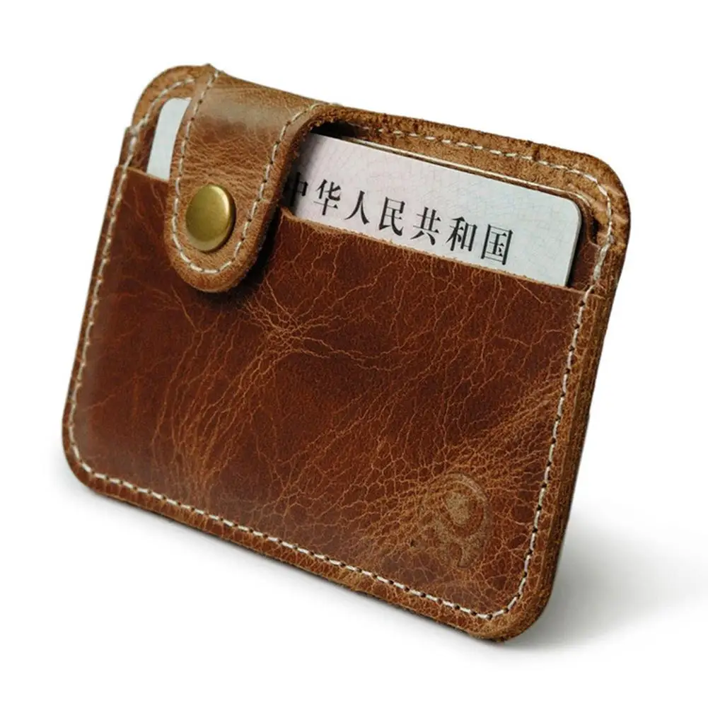 Retro Leather Card Wallet Men Business Bank Card Holder Thin Credit Card Case Convenient Small Cards Pack Cash Pocket