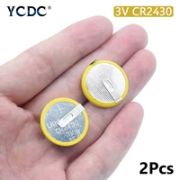 ycdc button battery 2pcslot battery cr 2430 cr2430 3v 2 tabs coin cell soldered 2 pins for main board toy electronic scale