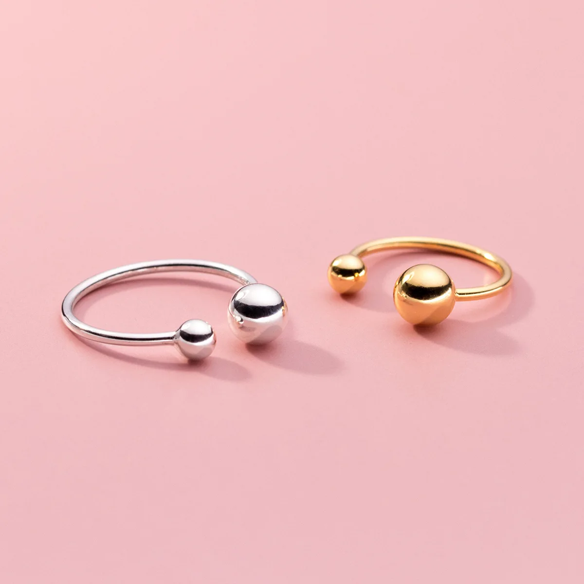 

Женское кольцо с золотым шариком, винтажное Открытое кольцо ручной работы из серебра 925 пробы, подарок на день рождения