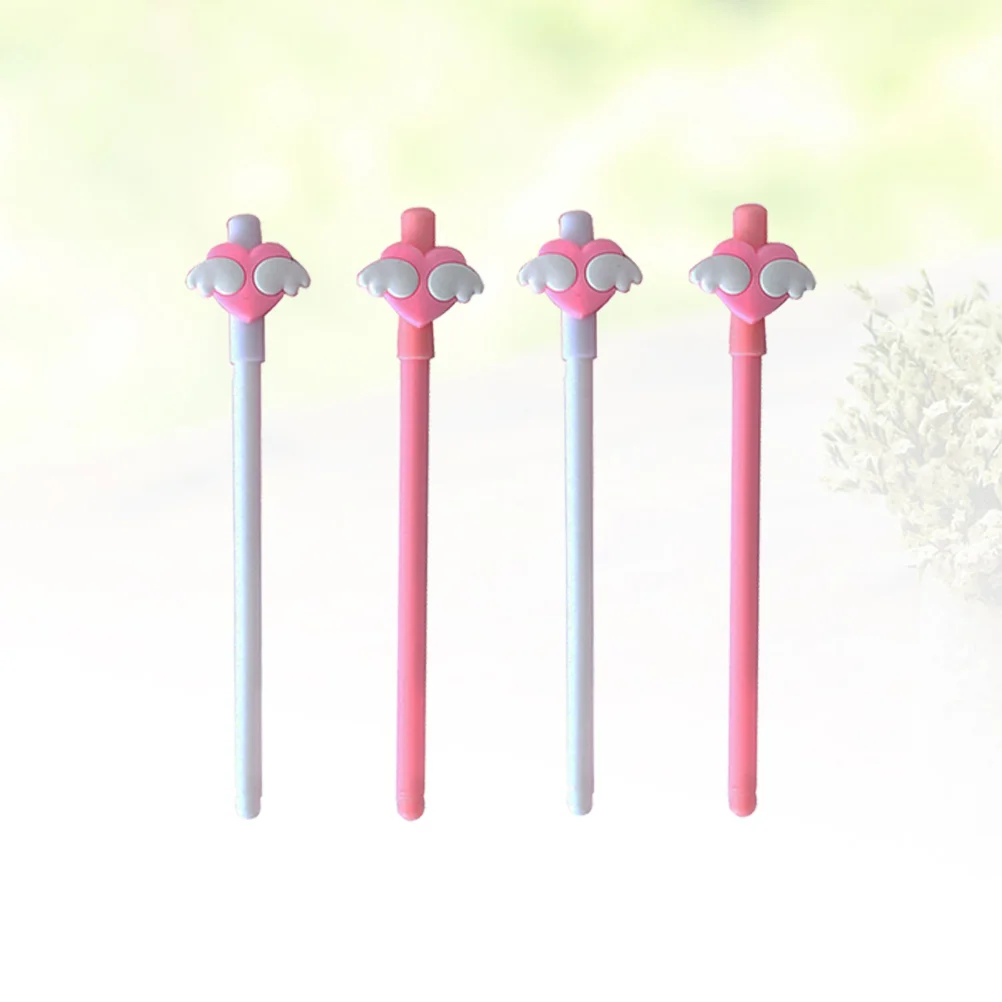4pcs Pens Heart Shaped Black Ink Creative Signature Pen Ink Pen for Office School Home