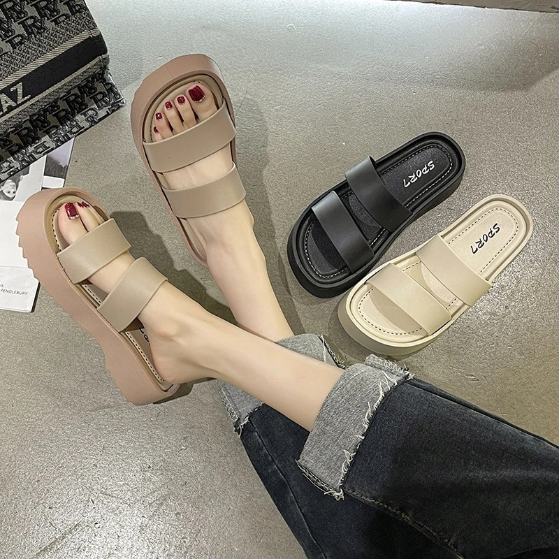 

2023 New Gladiator Summer Sandalias Fashion Platform Flats Elegant Open Toe Slippers Comfort Beach Slides Women Shoes Woman