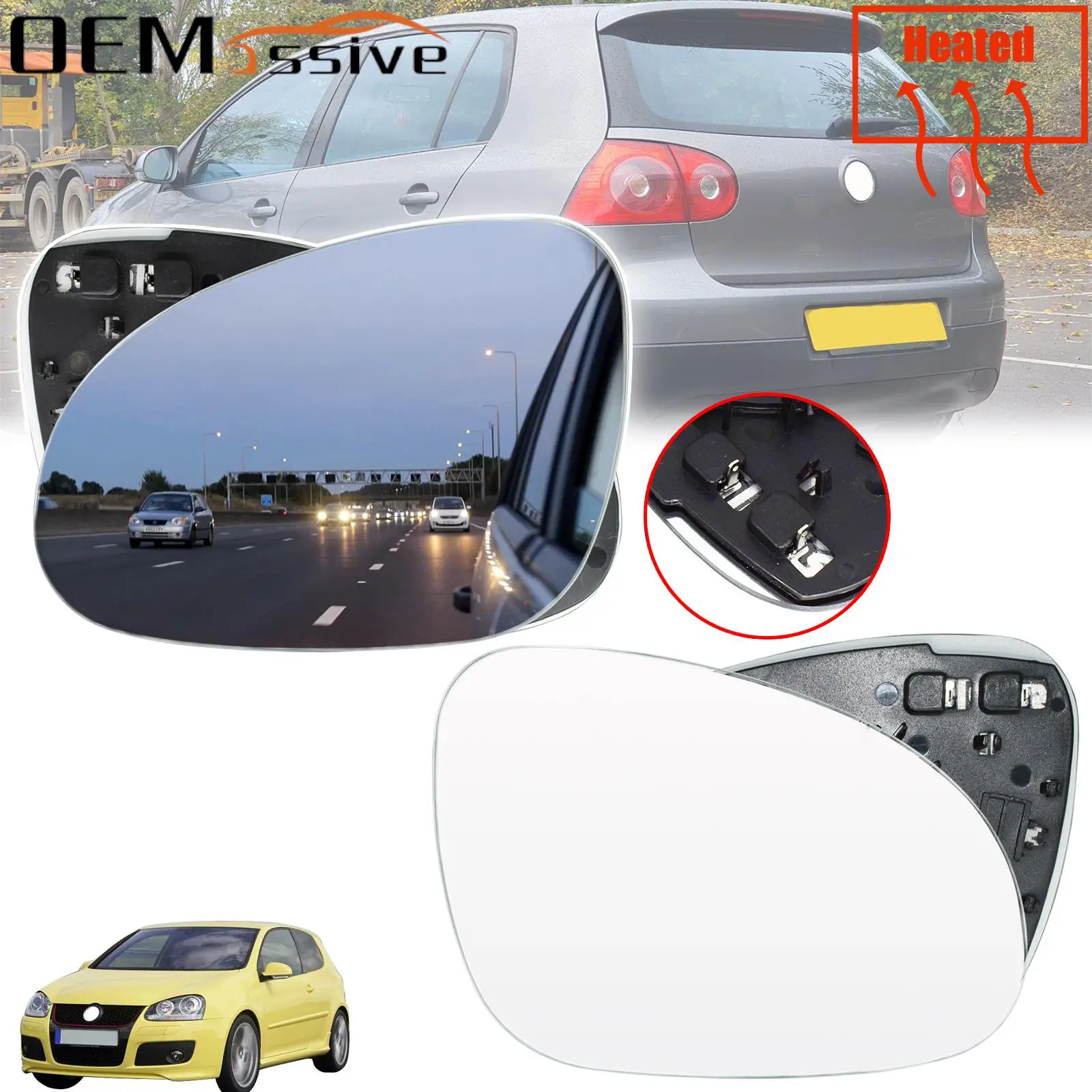 

For VW Golf GTI Jetta 5 MK5 06-10 Passat B6 Left Right Side Door Wing Mirror Glass Rear View Rearview Exterior Convex Outside