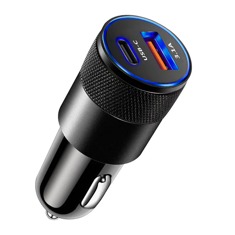 Фото ABFN-3.1A 15 Вт USB + PD Маленькое автомобильное зарядное устройство со стальной пушкой Автомобильное зарядное устройство из металлического сплава Автомобильное зарядное устройство TYPE-C №3