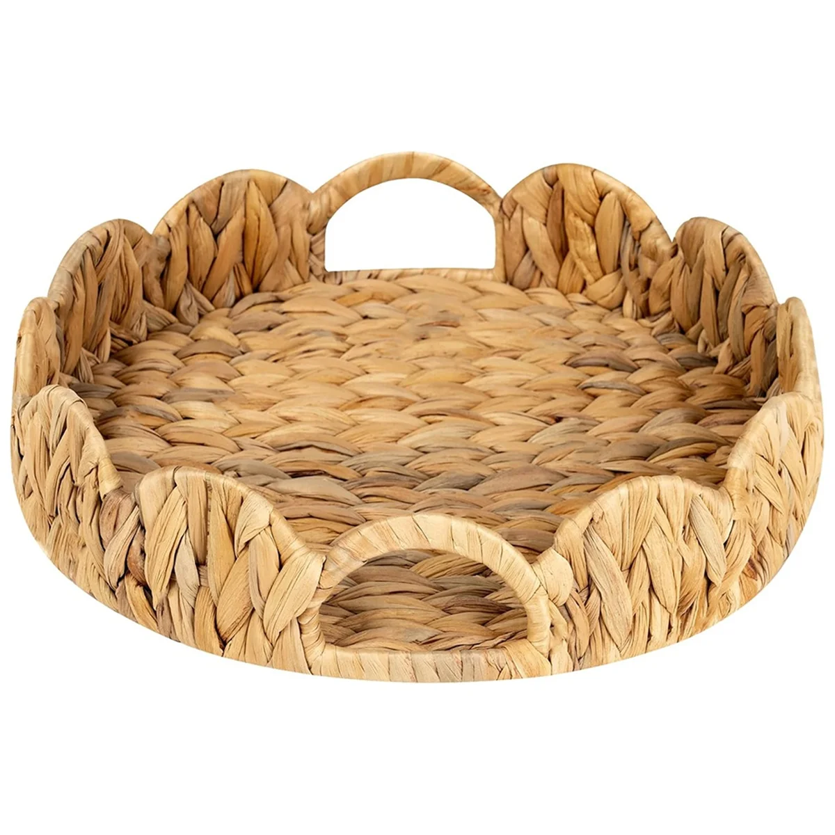 Круглый поднос с зубчатыми краями круглый сервировочный со встроенными ручками