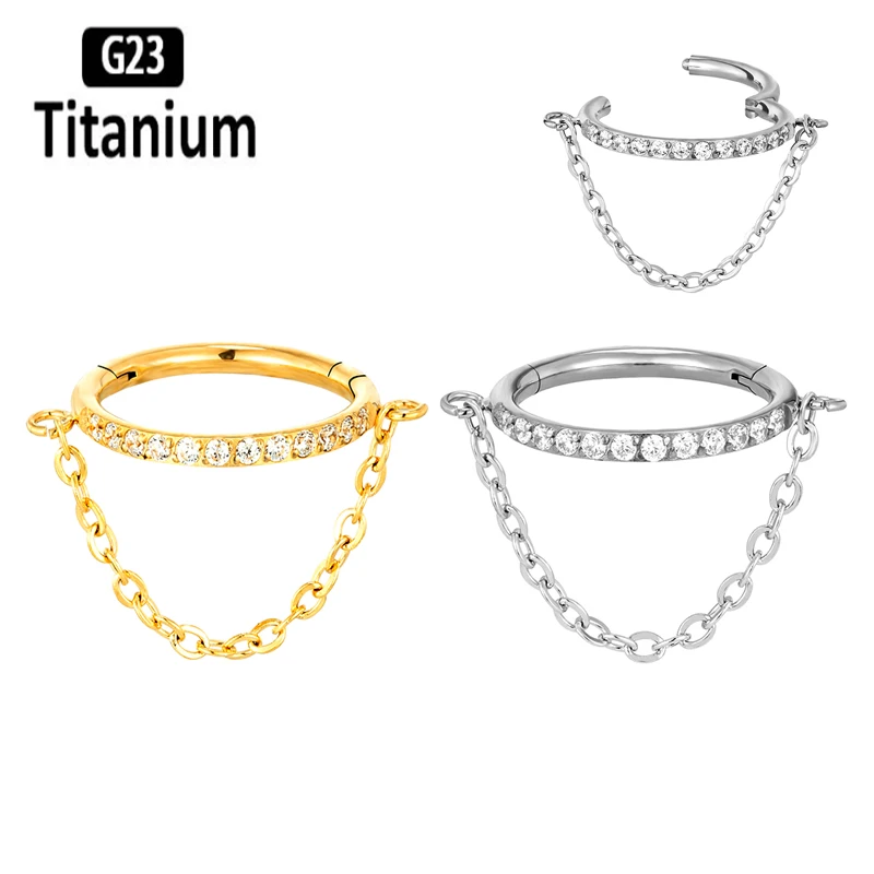 

Серьги-кольца из титана G23 диаметром 8/10 мм с металлической цепью