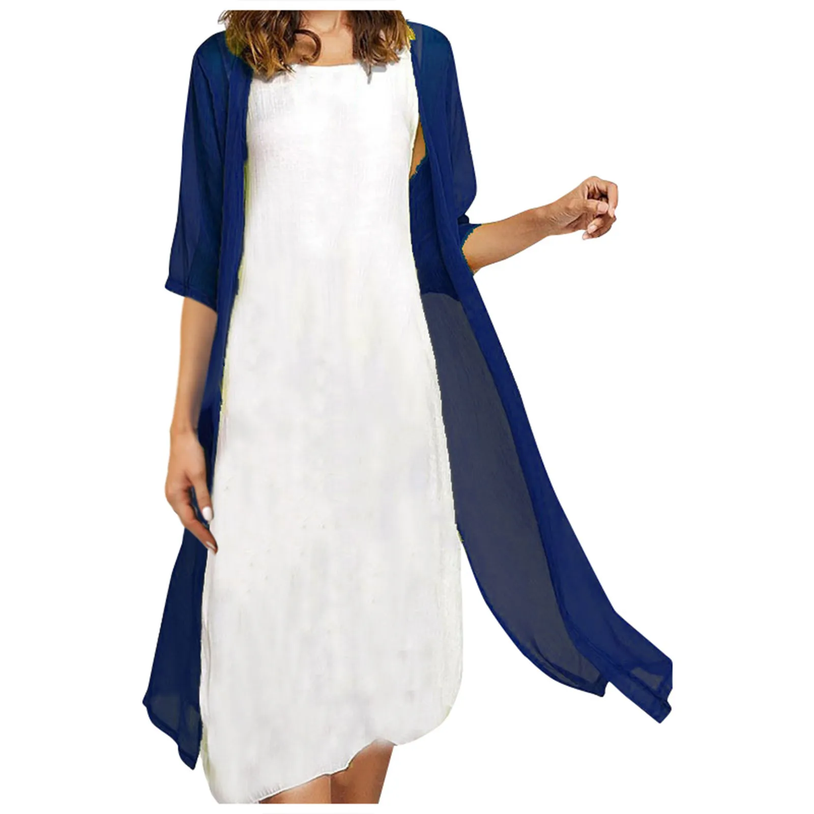 

Летние женские платья 2022 женское повседневное свободное платье с круглым вырезом и длинным рукавом средней длины Туника комплект из двух п...