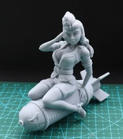 60mm 75mm resin model female soldier on missile figure sculpture unpainted no color rw 331