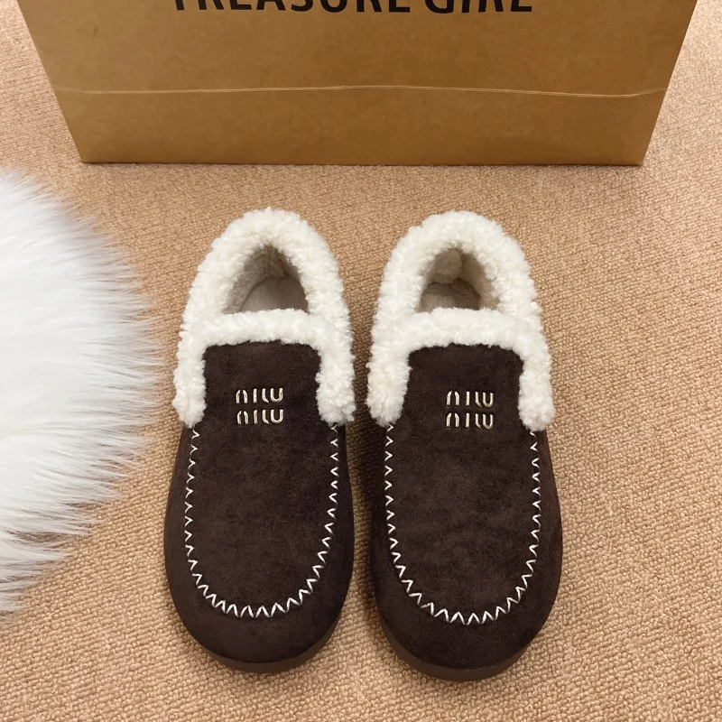 CRLAYDK женские зимние однотонные мягкие мокасины на подкладке из искусственного