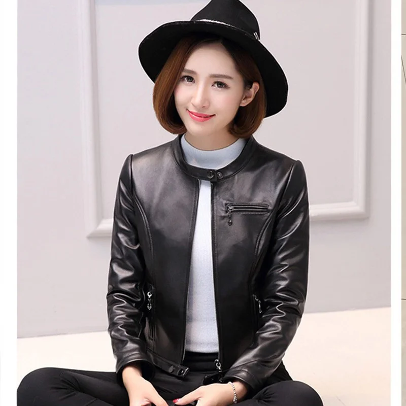 

100% genuine leather real 2024 autumn and winter clothes new Haining sheep skin locomotive jacket small women's Korean slim co