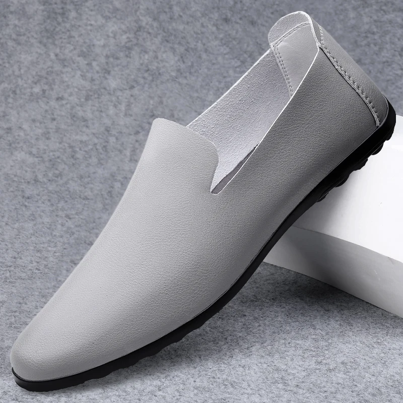 

Лоферы мужские из мягкой натуральной кожи, повседневные, без застежки, Мокасины, модная обувь, весна-осень